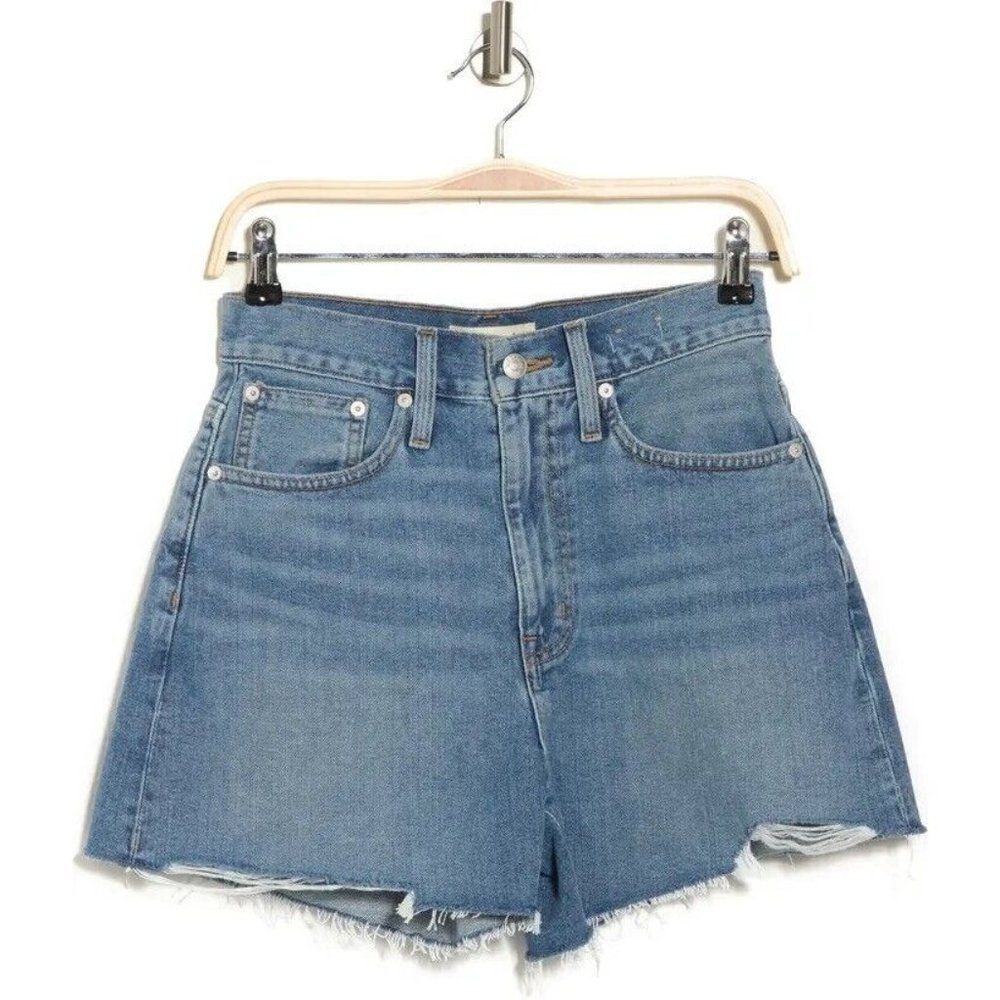 NWT Madewell the momjean chewed hem denim high rise shorts - size 23/000